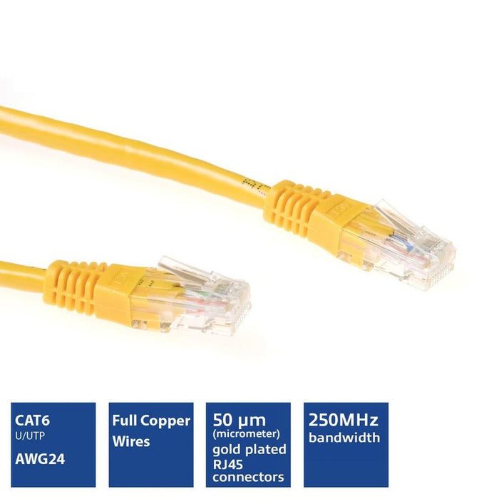 ACT Network patch cable cat.6, U/UTP 5m, yellow, bulk