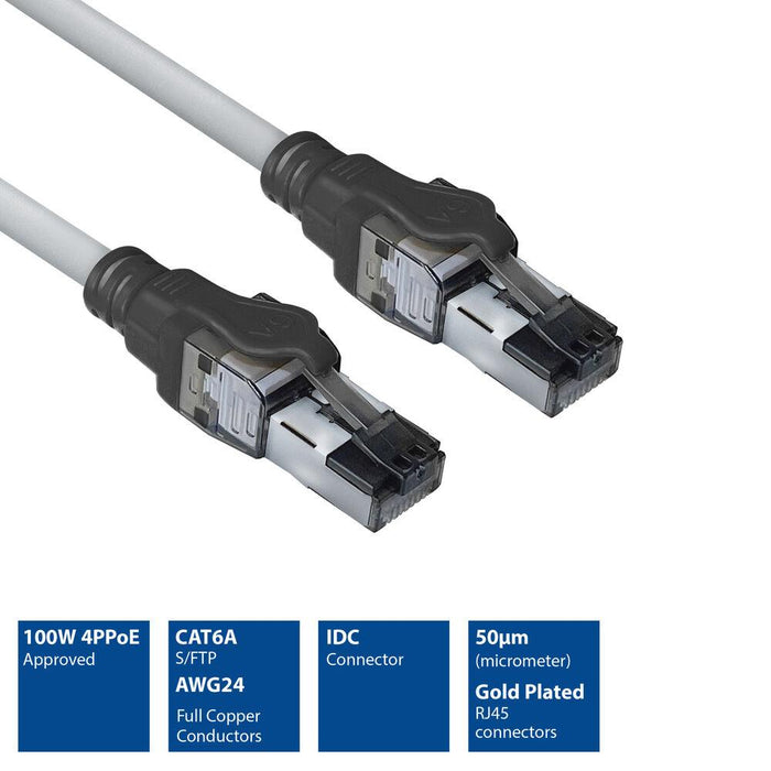 Network patch cable ACT S/FTP, CAT6A IDC 4PPoE/PoE++100W LZSH, 1.5 m