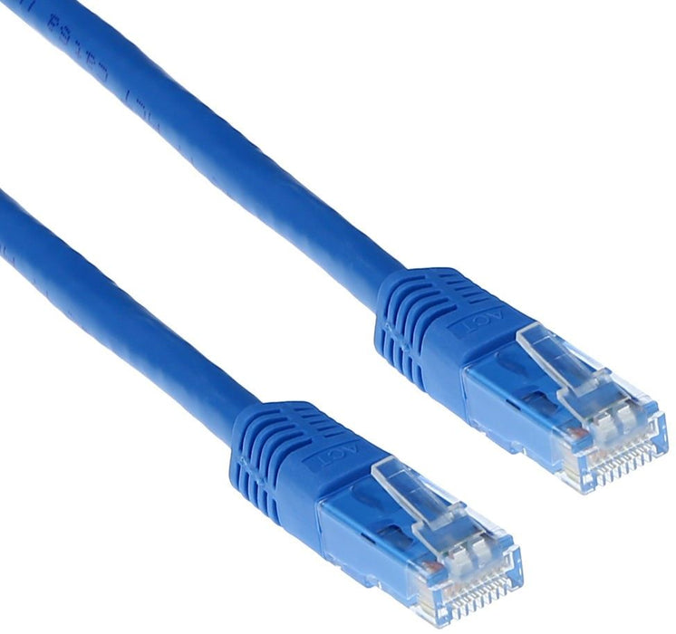Network patch cable ACT U/UTP, CAT 6, RJ-45 - RJ-45, 1.0 m, Copper conductors, Blue, Bulk packaging