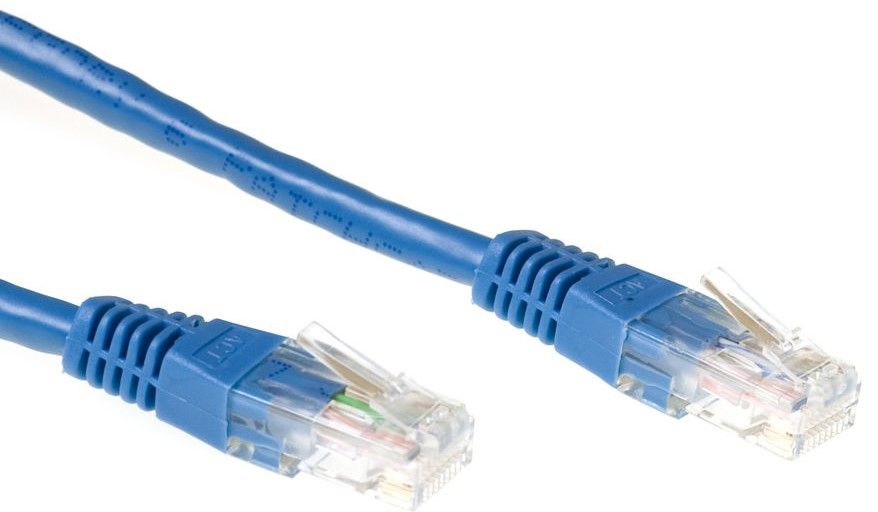 Network patch cable ACT U/UTP, CAT 6, RJ-45 - RJ-45, 0.5 m, Copper wires, Blue, Bulk packaging