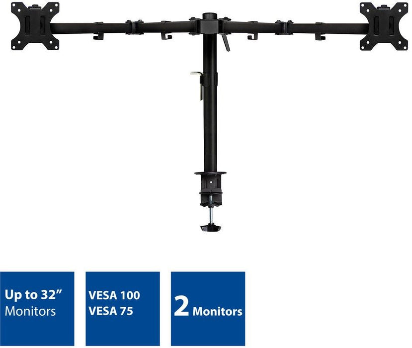 ACT AC8302 2-Monitor Stand, Desk Mount, Adjustable, 35", 2x8 kg, Black