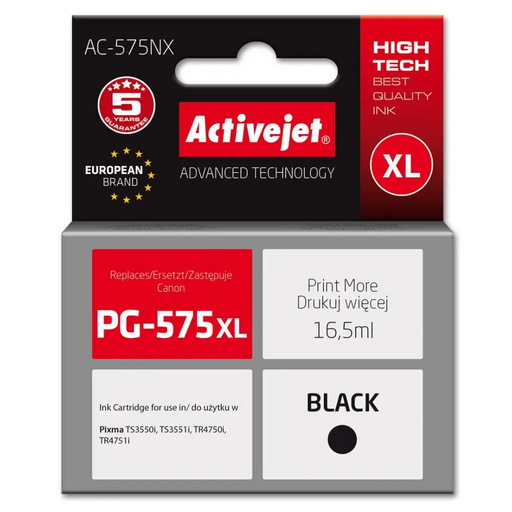 Activejet AC-575NX Ink for Canon printer replacement Canon PG-575XL; Supreme; 16,5 ml; black - For Canon printers (with