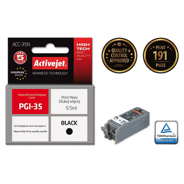 Activejet ACC-35N Ink cartridge (replacement for Canon PGI-35; Supreme; 9.5 ml; black) - For Canon printers (without