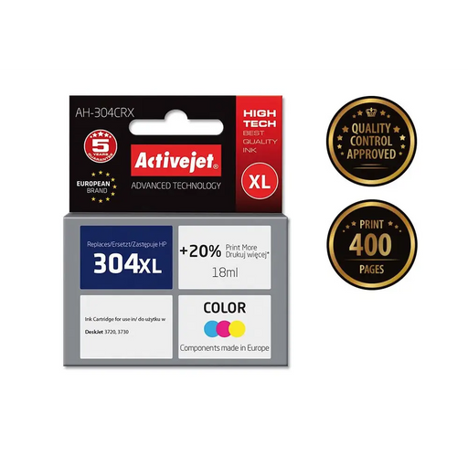Activejet AH-304CRX Ink (replacement for HP 304XL N9K07AE; Premium; 18 ml; 400 pages color) - For HP printers (with