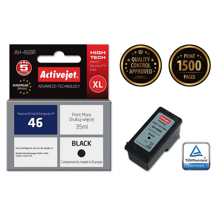 Activejet AH-46BR Ink (replacement HP 46 CZ637AE; Premium; 35 ml; black) - For HP printers (with