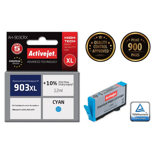 Activejet AH-903CRX ink (replacement for HP 903XL T6M03AE; Premium; 12 ml; cyan) - For HP printers (without