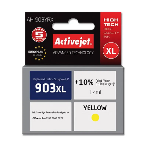 Activejet AH-903YRX ink (replacement for HP 903XL T6M11AE; Premium; 12 ml; yellow) - For HP printers (without