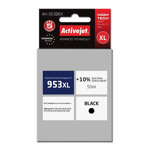 Activejet AH-953BRX ink for HP printer; HP 953XL L0S70AE replacement; Premium; 50 ml; black - For HP printers (without