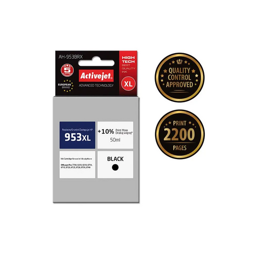 Activejet AH-953BRX ink for HP printer; HP 953XL L0S70AE replacement; Premium; 50 ml; black - For HP printers (without