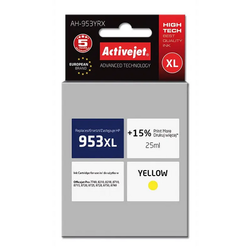 Activejet AH-953YRX ink (replacement for HP 953XL F6U18AE; Premium; 25 ml; yellow) - For HP printers (without