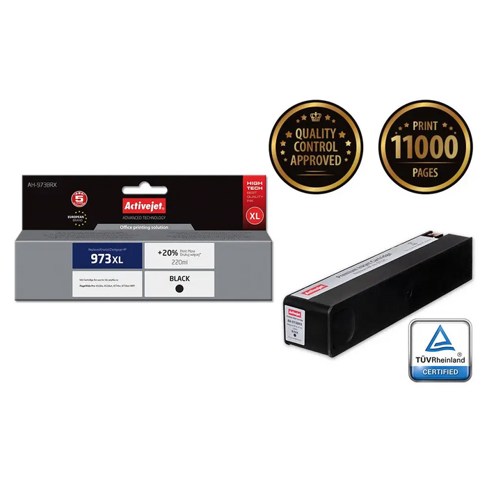 Activejet AH-973BRX ink (replacement for HP 973XL L0S07AE; Premium; 220 ml; black) - For HP printers (without