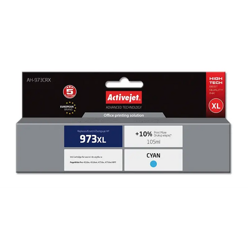 Activejet AH-973CRX ink (replacement for HP 973XL F6T81AE; Premium; 105 ml; cyan) - For HP printers (without