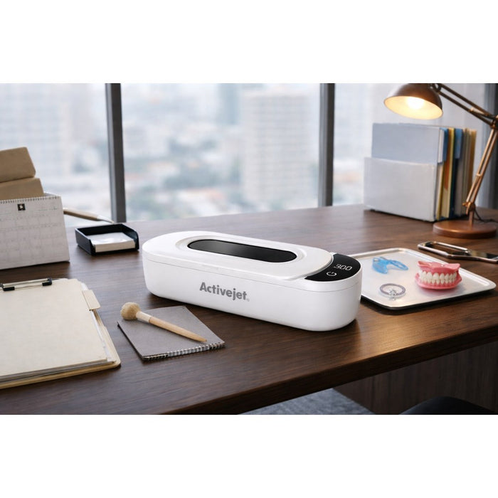 Ultrasonic UV cleaner, Activejet AUC-200, for dentures, glasses and jewelry, white