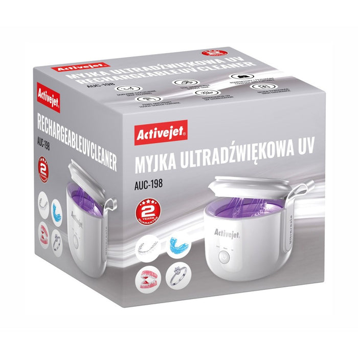 Activejet USB rechargeable UV ultrasonic cleaner AUC-198 white