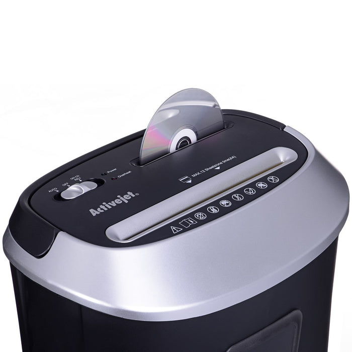 Shredder Activejet ASH-1201D, P-3, 25 l, 5x38 mm shreds, black and silver.