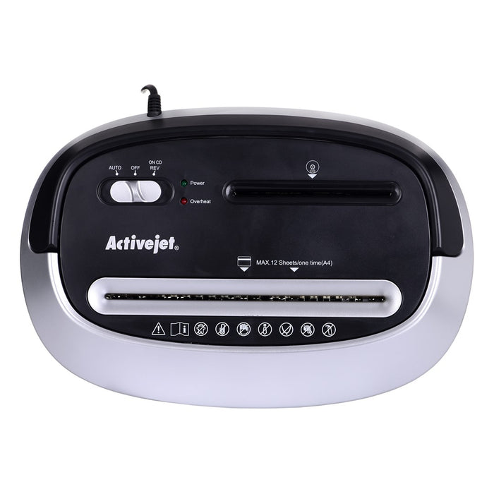 Shredder Activejet ASH-1201D, P-3, 25 l, 5x38 mm shreds, black and silver.