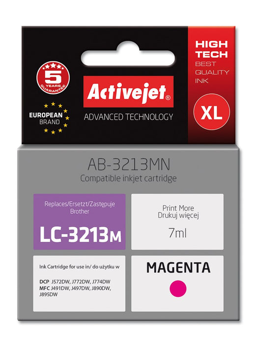 Activejet AB-3213MN Ink cartridge (replacement for Brother LC3213M; Supreme; 7 ml; magenta)