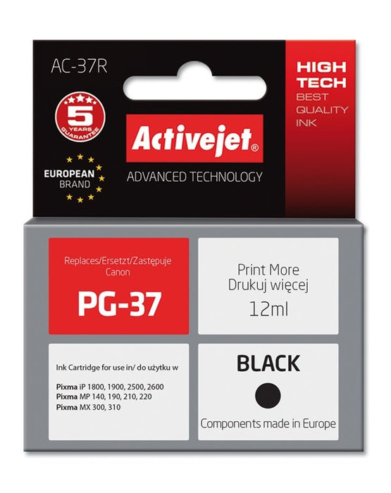 Activejet AC-37R Ink cartridge (replacement for Canon PG-37; Premium; 12 ml; black)