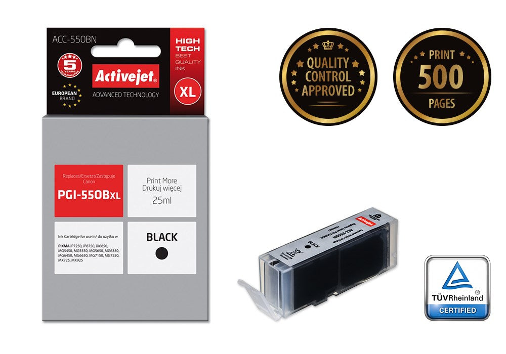 Activejet ACC-550BN Ink cartridge (replacement for Canon PGI-550BK; Supreme; 25 ml; black)