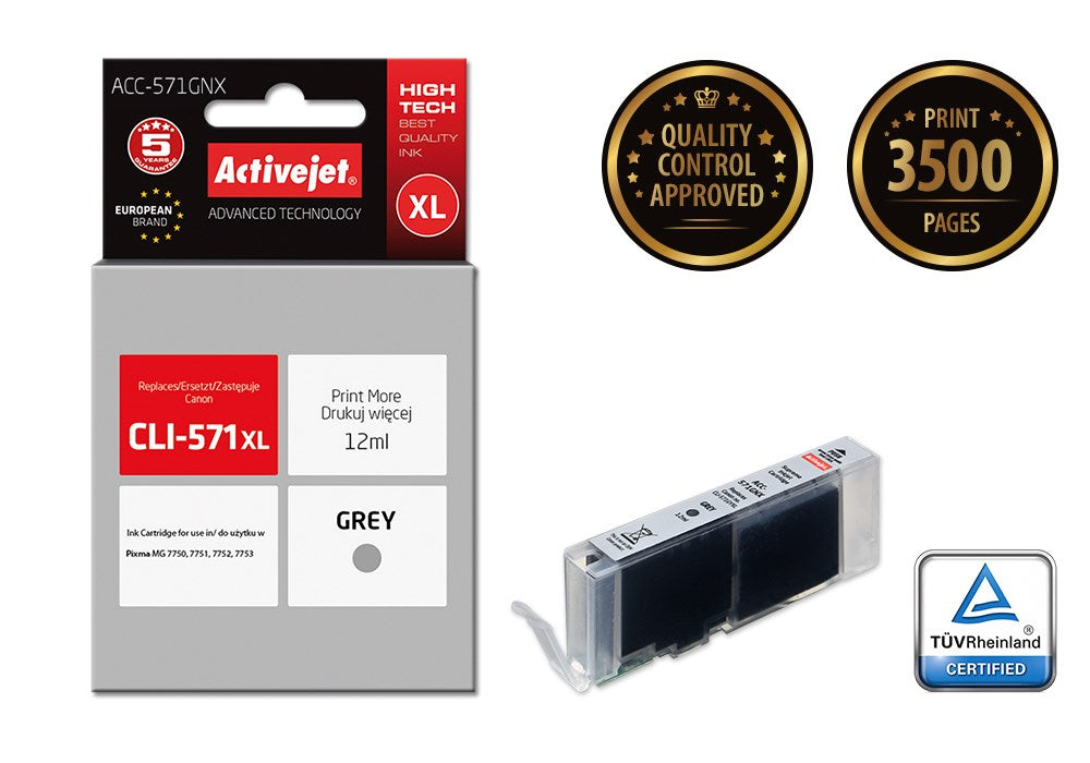 Activejet ACC-571GNX Ink (replacement for Canon CLI-571XLG; Supreme; 12 ml; grey)