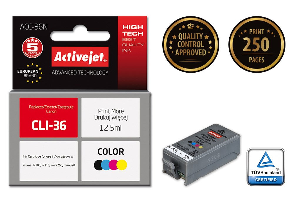 Activejet ACC-36N Ink cartridge (replacement for Canon CLI-36; Supreme; 12.5 ml; colour)