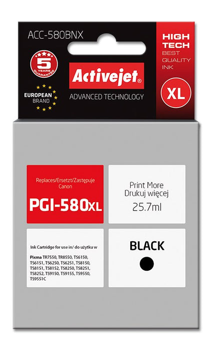 Activejet ACC-580BNX ink (replacement for Canon PGI-580XLBk; Supreme; 25.7 ml; black)
