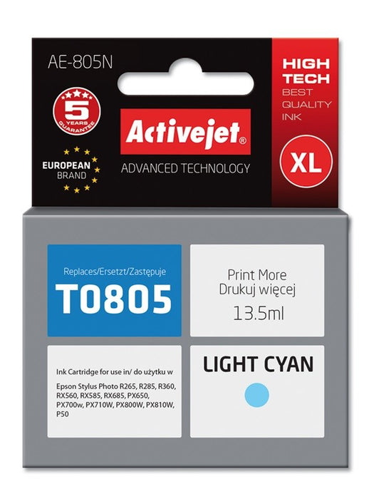 Activejet AE-805N Ink (replacement for Epson T0805; Supreme; 13,5 ml; light blue)