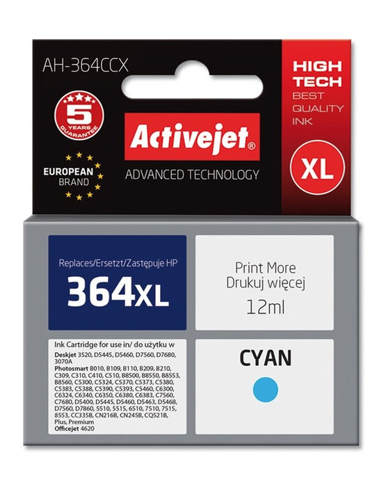 Activejet AH-364CCX Ink (replacement for HP 364XL CB323EE; Premium; 12 ml; cyan)