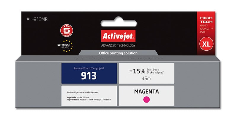 Activejet AH-913MR ink (replacement for HP 913 F6T78AE; Premium; 45 ml; magenta)
