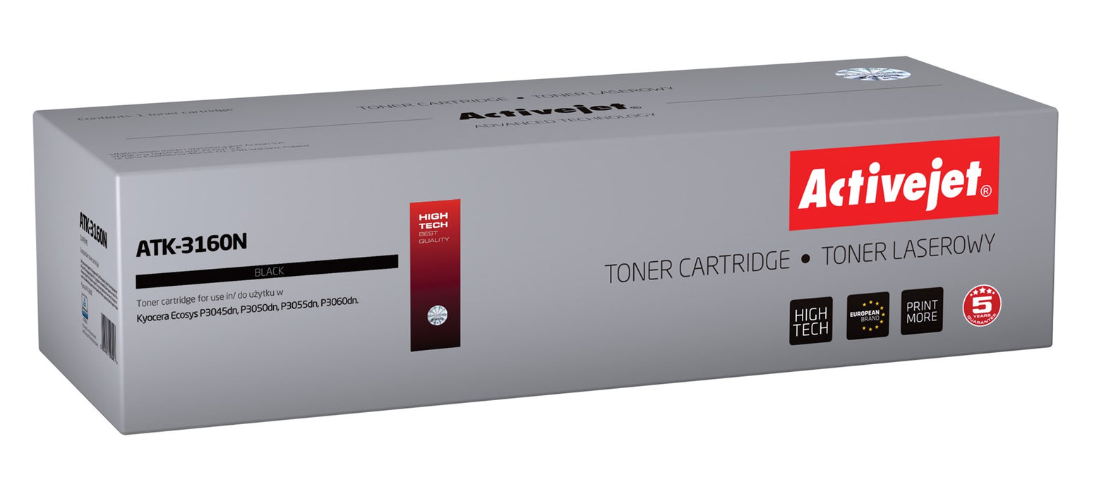 Activejet ATK-3160N toner for Kyocera printer; Kyocera TK-3160 replacement; Supreme; 12500 pages; black
