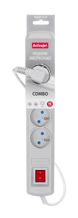 Activejet grey power strip with cord ACJ COMBO 5G/5M/BEZP. AUT/S