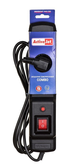 Activejet COMBO 3GN 5M black power strip with cord