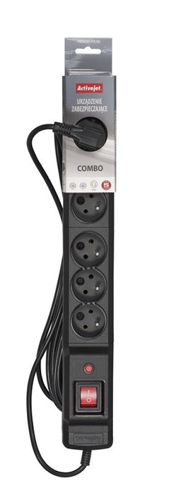 Activejet COMBO 6GN 3M black power strip with cord