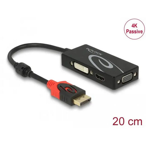 Адаптер DeLock DisplayPort 1.2 мъжко > VGA / HDMI / DVI женско 4K - Адаптери конвертори<<<Кабели<<<ValiAPI