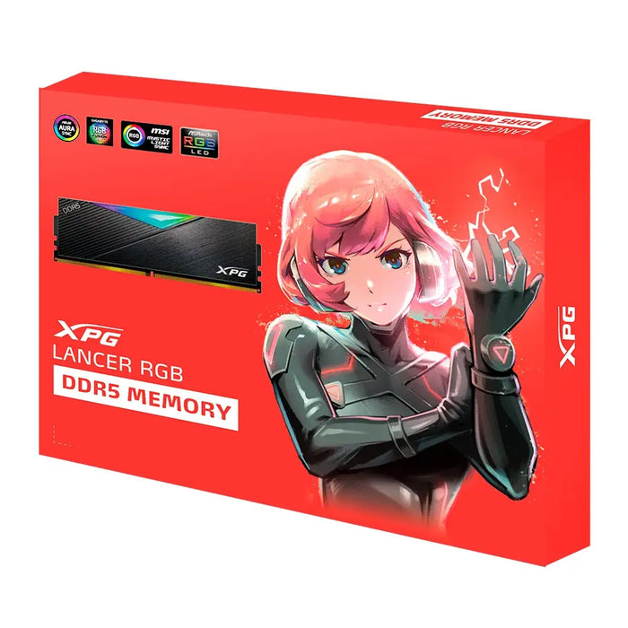 ADATA LANCER RGB 32GB (2x16GB) DDR5 7200 MHz U-DIMM Black - Памети за настолни компютри<<<ADATA памети и