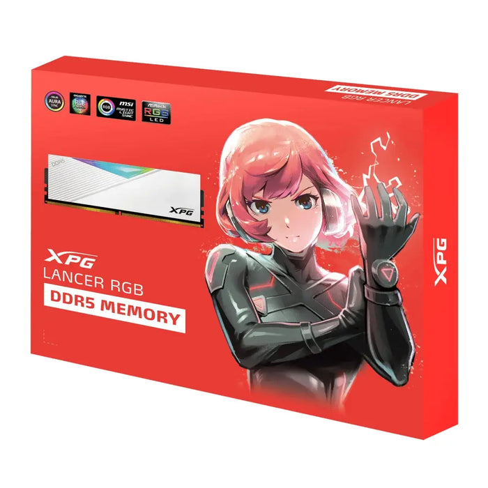 ADATA LANCER RGB 64GB (2x32GB) DDR5 6000 MHz U-DIMM White - Памети за настолни компютри<<<ADATA памети и