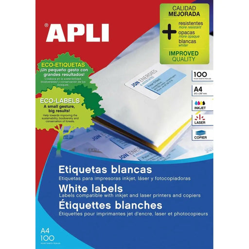 Adhesive labels Apli 01263 White - Електроника Периферни и резервни части<<<Компютри| Електроника<<<BigBuy&&&Хартия за