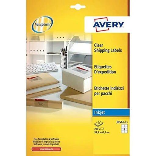 Adhesive labels Avery 99,1 x 67,7 mm Transparent - Електроника Периферни и резервни части<<<Компютри|