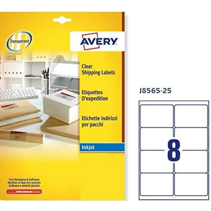 Adhesive labels Avery 99,1 x 67,7 mm Transparent - Електроника Периферни и резервни части<<<Компютри|