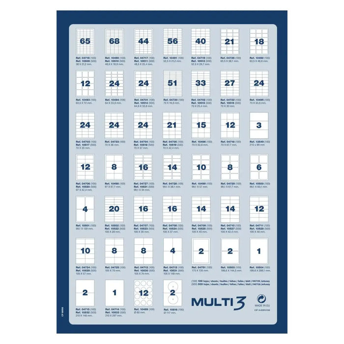 Adhesive labels MULTI 3 White Upright 500 Sheets 97 x 42,4 mm - Електроника Периферни и резервни части<<<Компютри|