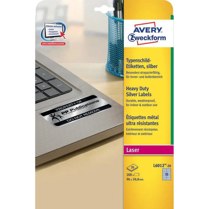 Adhesives/Labels Avery 20 Sheets 96 x 50,8 mm Silver - Електроника Периферни и резервни части<<<Компютри|