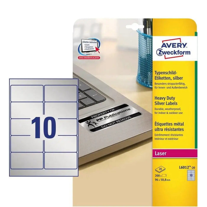 Adhesives/Labels Avery 20 Sheets 96 x 50,8 mm Silver - Електроника Периферни и резервни части<<<Компютри|