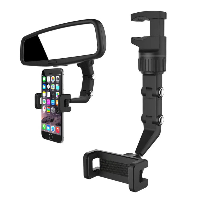 Adjustable car rearview mirror holder for smartphone black - Cell phone holders<<<HurtelXML