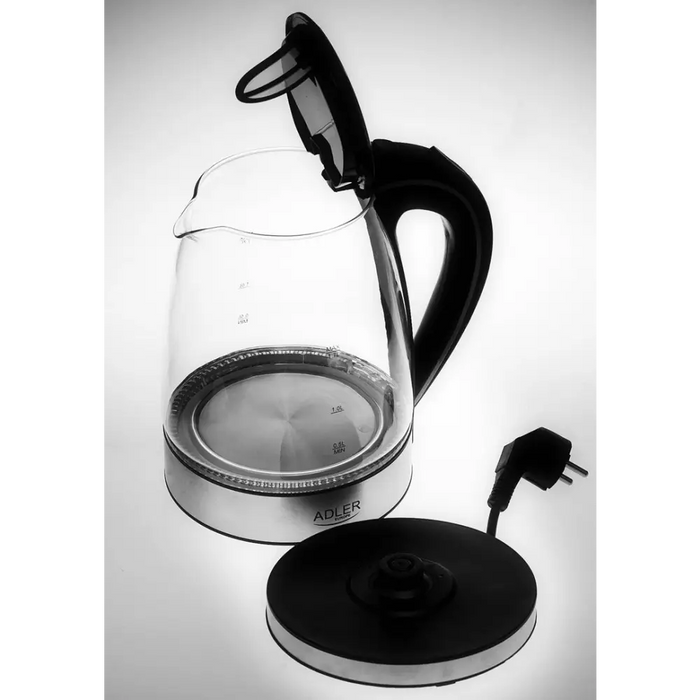 Adler AD 1225 electric kettle 1.7 L Black,Stainless steel,Transparent 2200 W - Electric kettlesAGD-CZE<<<Home Appliance