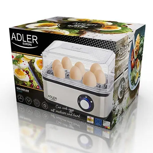 Adler AD 4486 egg cooker 8 egg(s) 800 W Black,Satin steel,Transparent - Egg boilersAGD-JAJ<<<Home Appliance