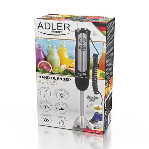 ADLER AD 4625B Hand blender Stainless steel 1500 W Black - Mixers / blendersAGD-MIB<<<Home Appliance