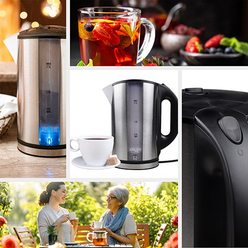 Adler AD 1216 electric kettle 1.7 L Black,Silver 2200 W