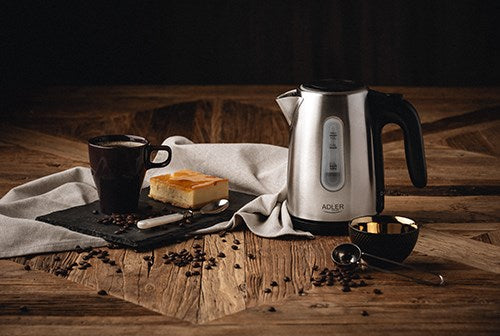 Adler AD 1273 electric kettle 1 L 1200 W Black, Hazelnut, Stainless steel