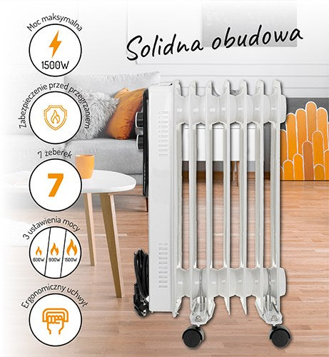 Adler AD 7815 electric space heater Indoor White 1500 W Oil electric space heater