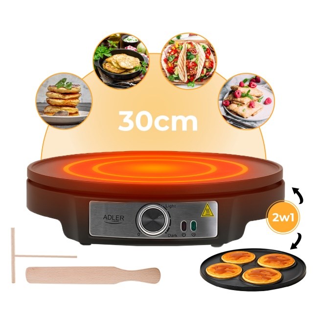 Adler AD 3093 Double-Sided Electric Pancake Maker 2 in 1 Black